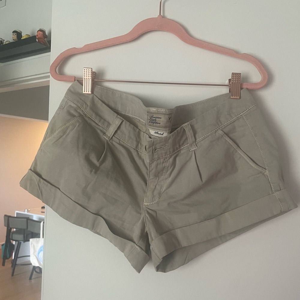 American Eagle Outfitters Cuffed Chino Shorts - Olive